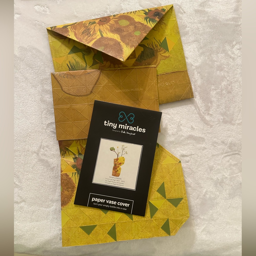 Van Gogh sunflower paper vase cover. Museum of Art Amsterdam. New
